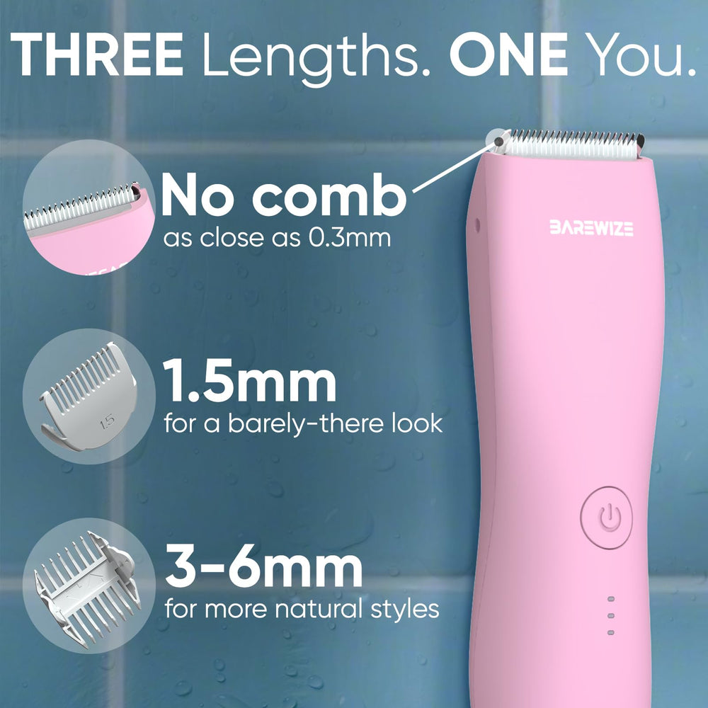 BAREWIZE Bikini Trimmer con agarre antideslizante para mayor control mojado