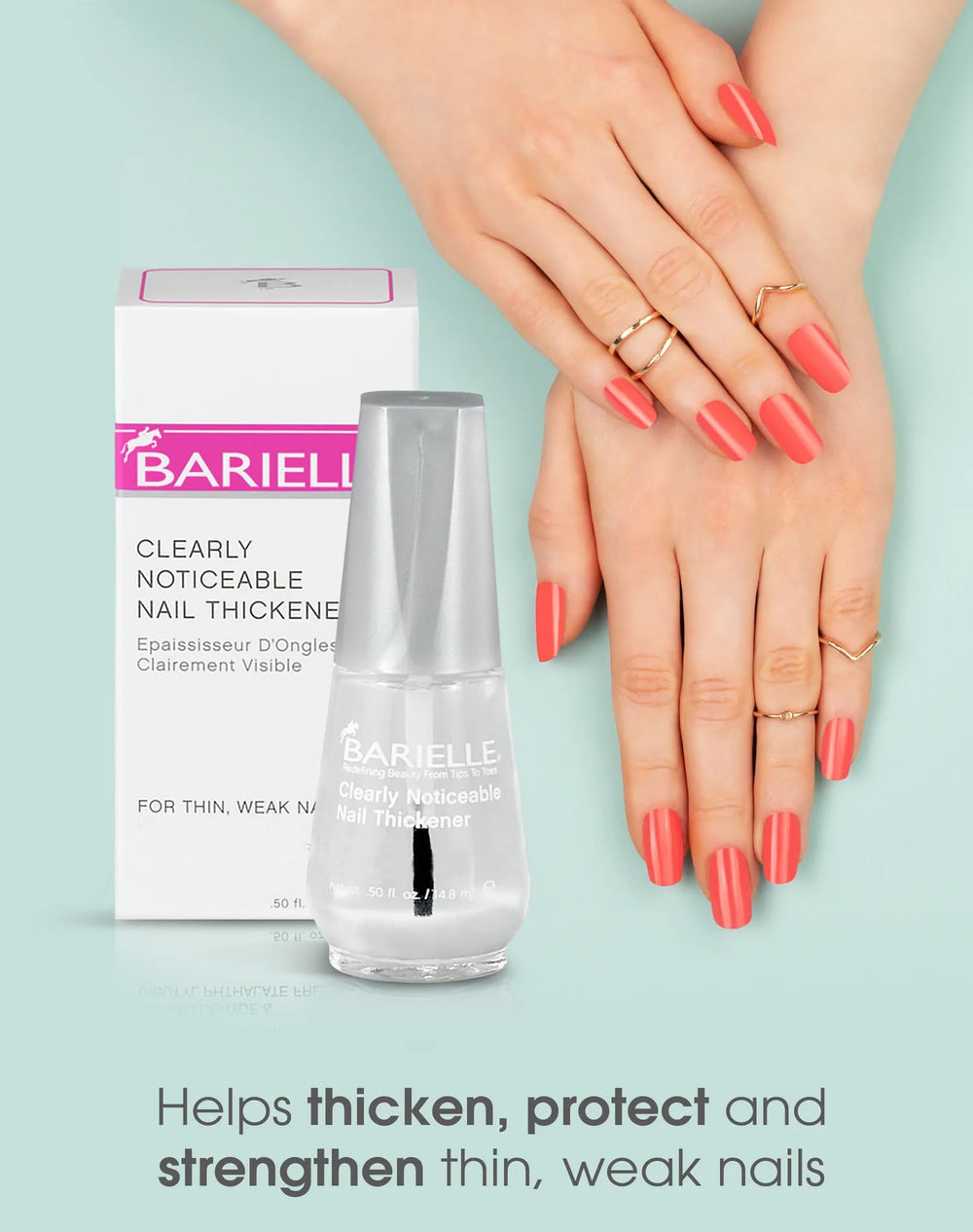 BARIELLE Clearly Noticeable Nail Thickener aplicación rápida de una capa clara.