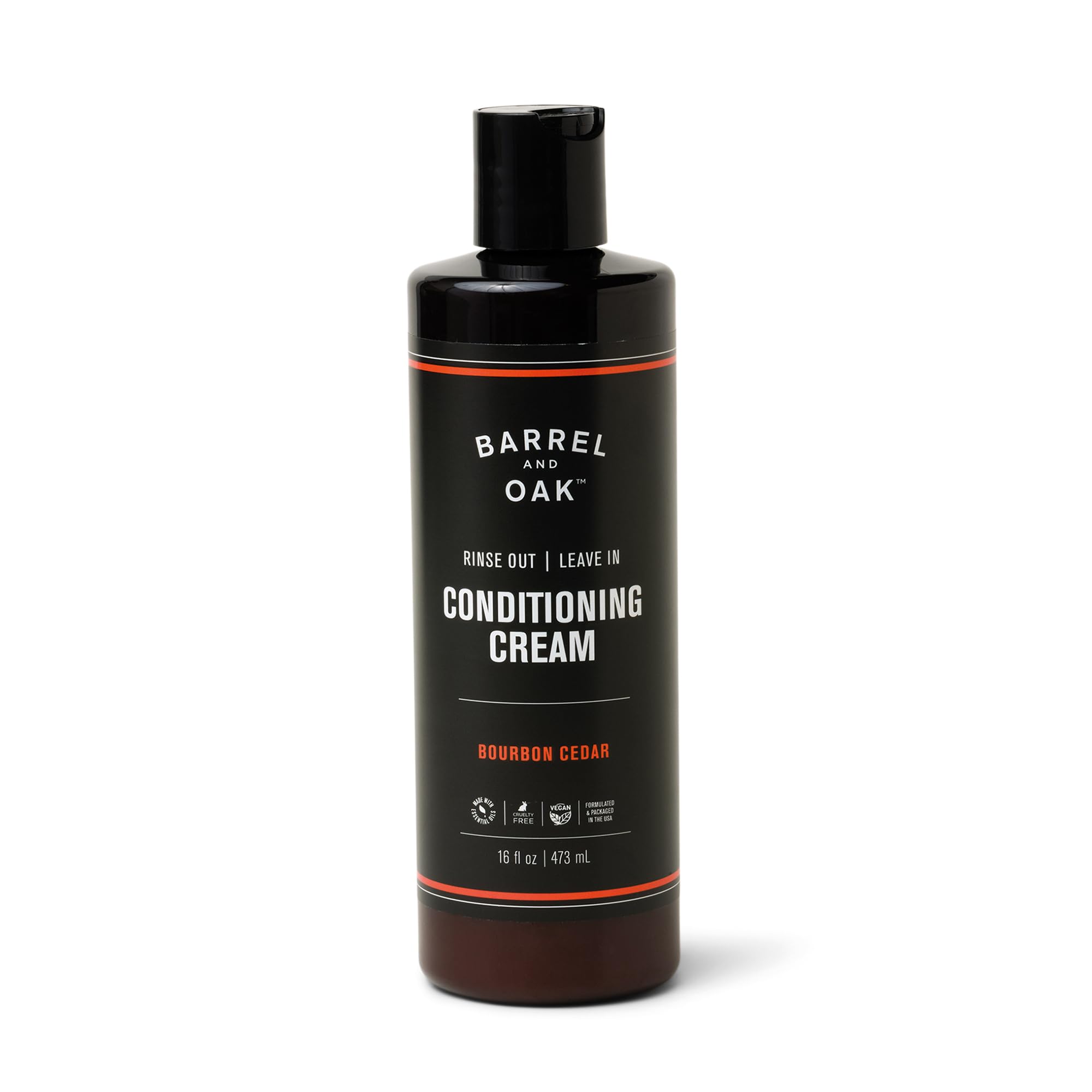 Barrel & Oak acondicionador sin enjuague, botella, hidrata y aporta brillo suave al cabello.