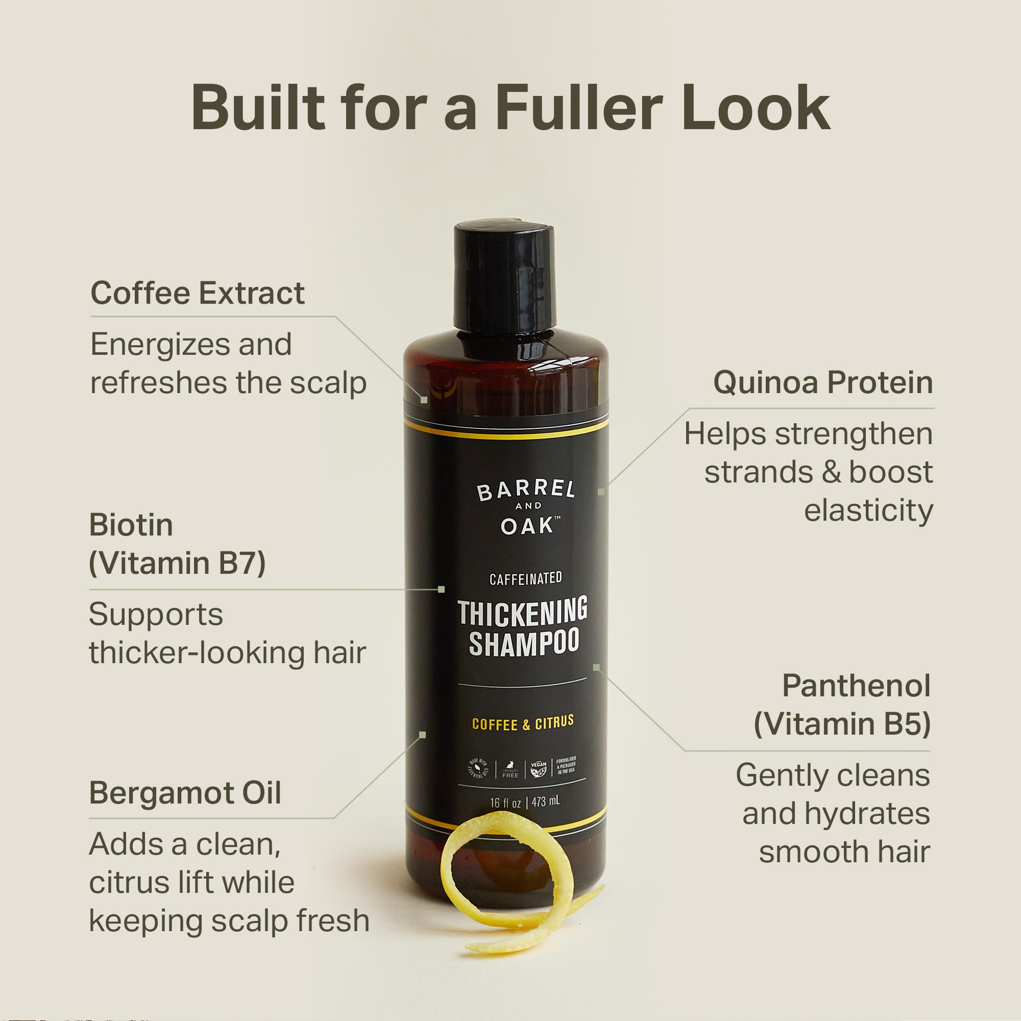 Barrel & Oak extracto cafeína y bergamota, aroma renovador para empezar el día.