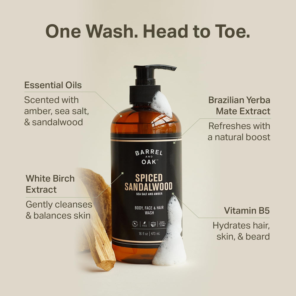 Barrel & Oak lavado para cuerpo y cabello con yerba mate revitalizante.