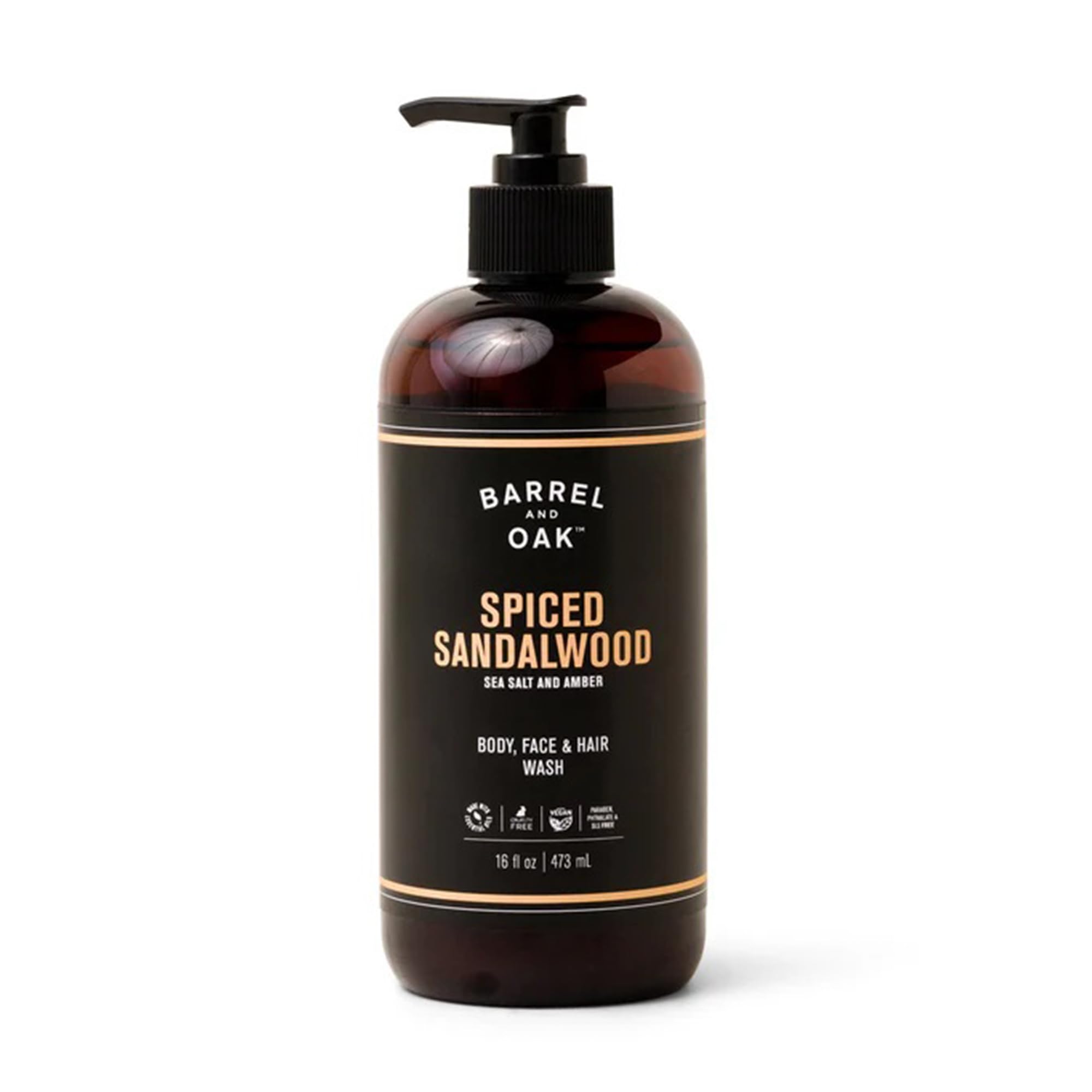 Barrel & Oak Todo-en-Uno para rostro, cuerpo y cabello, limpieza suave y eficaz.