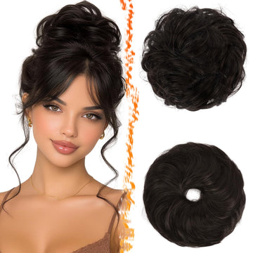 BARSDAR donut bun marrón oscuro, añade volumen instantáneo para peinados diarios