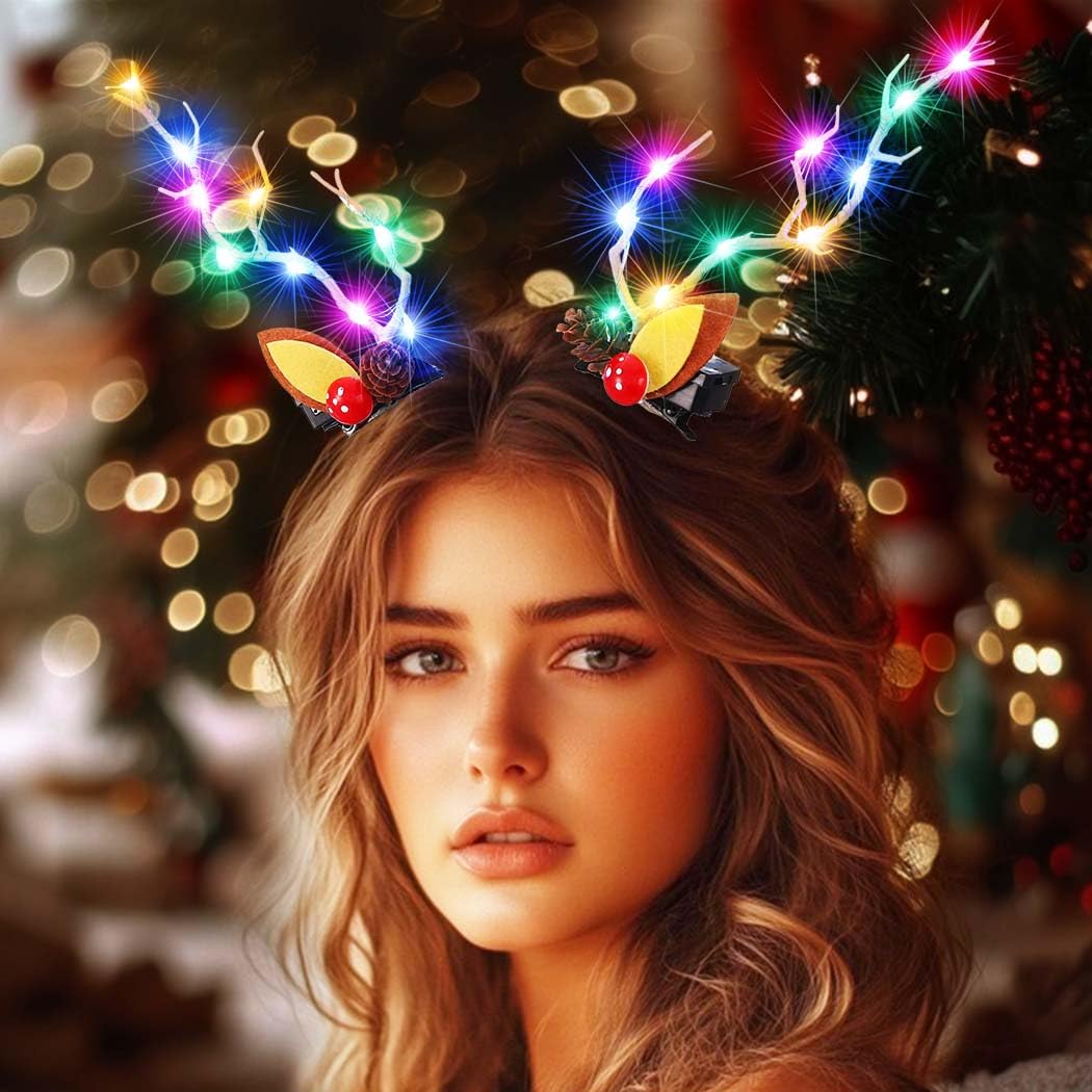 Bartosi par de horquillas navideñas con luz para looks festivos.