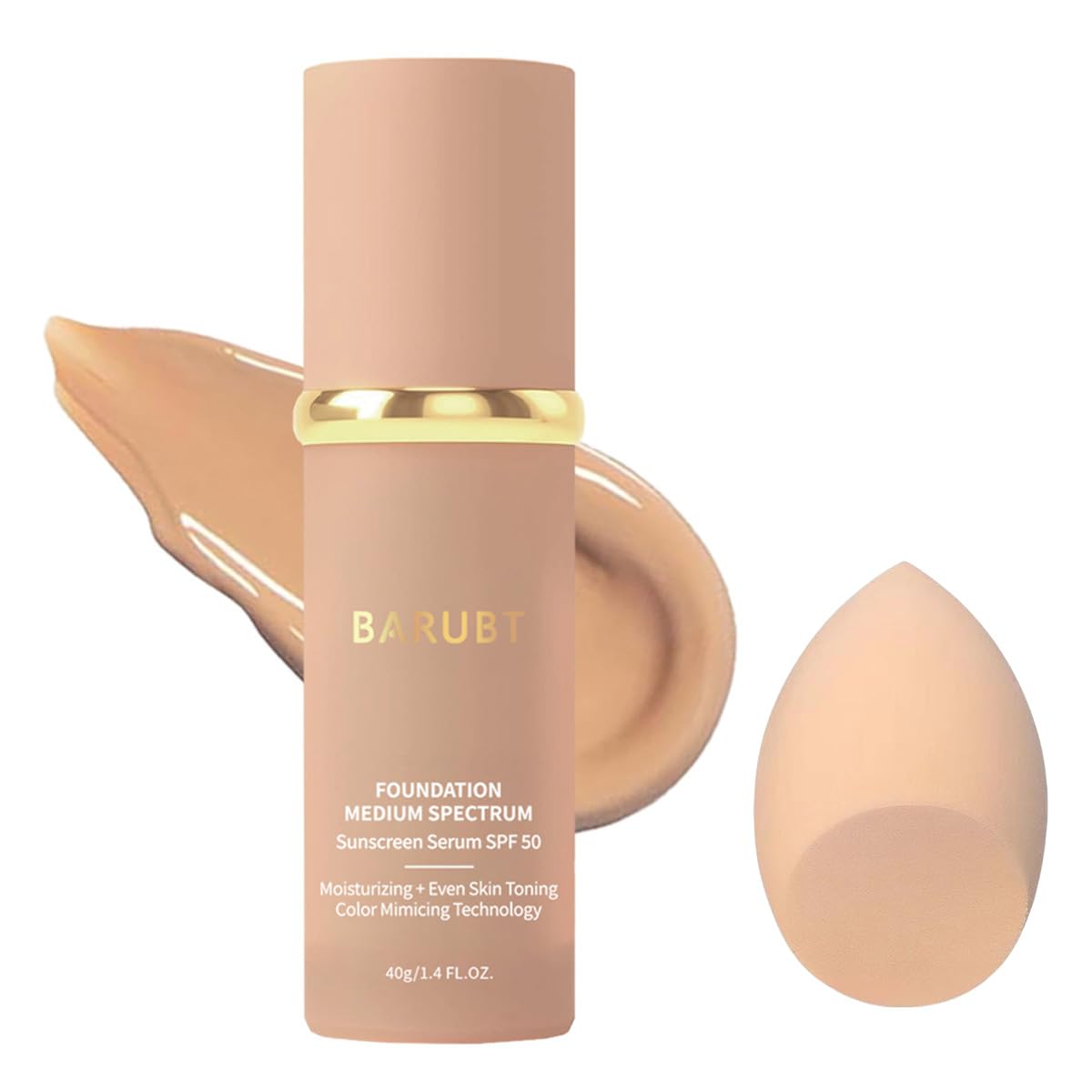 BARUBT fundación 4 en 1 con SPF50 protege la piel con cobertura duradera.