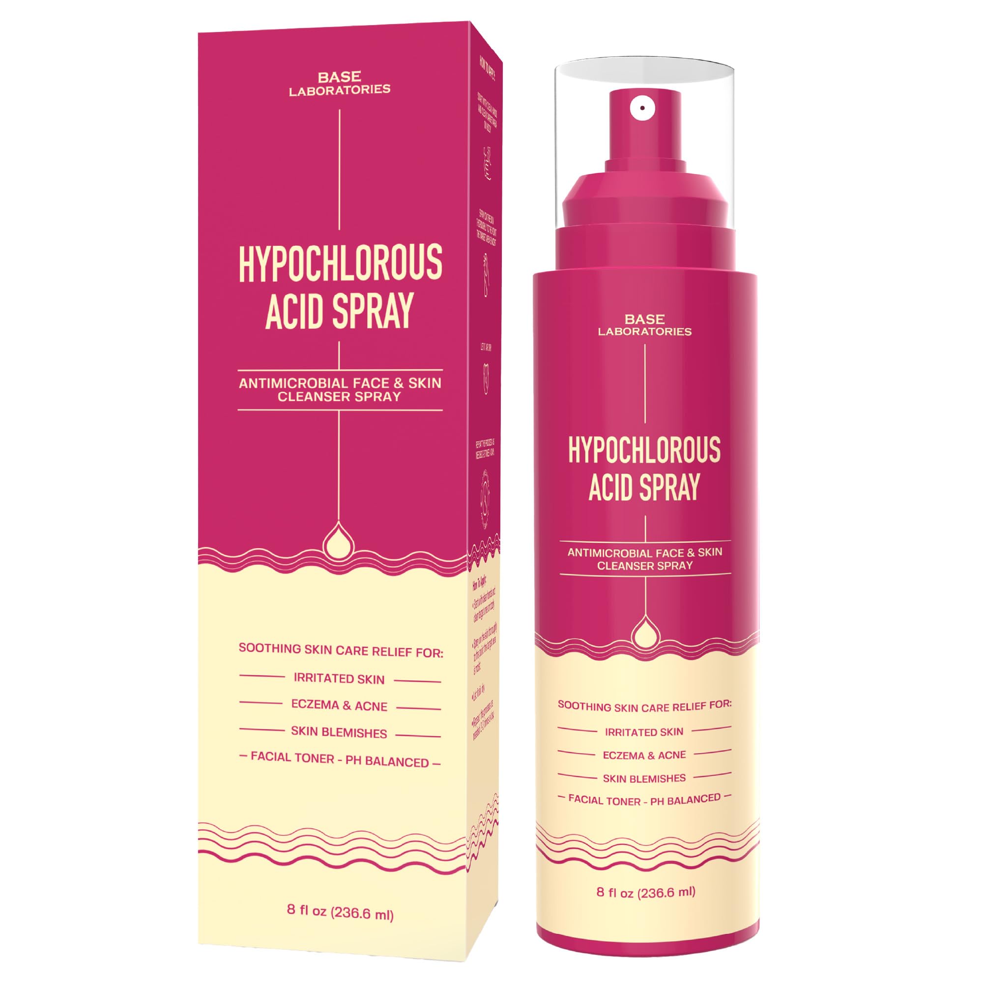 BASE LABORATORIES tonificante natural con ácido hipocloroso para piel saludable.