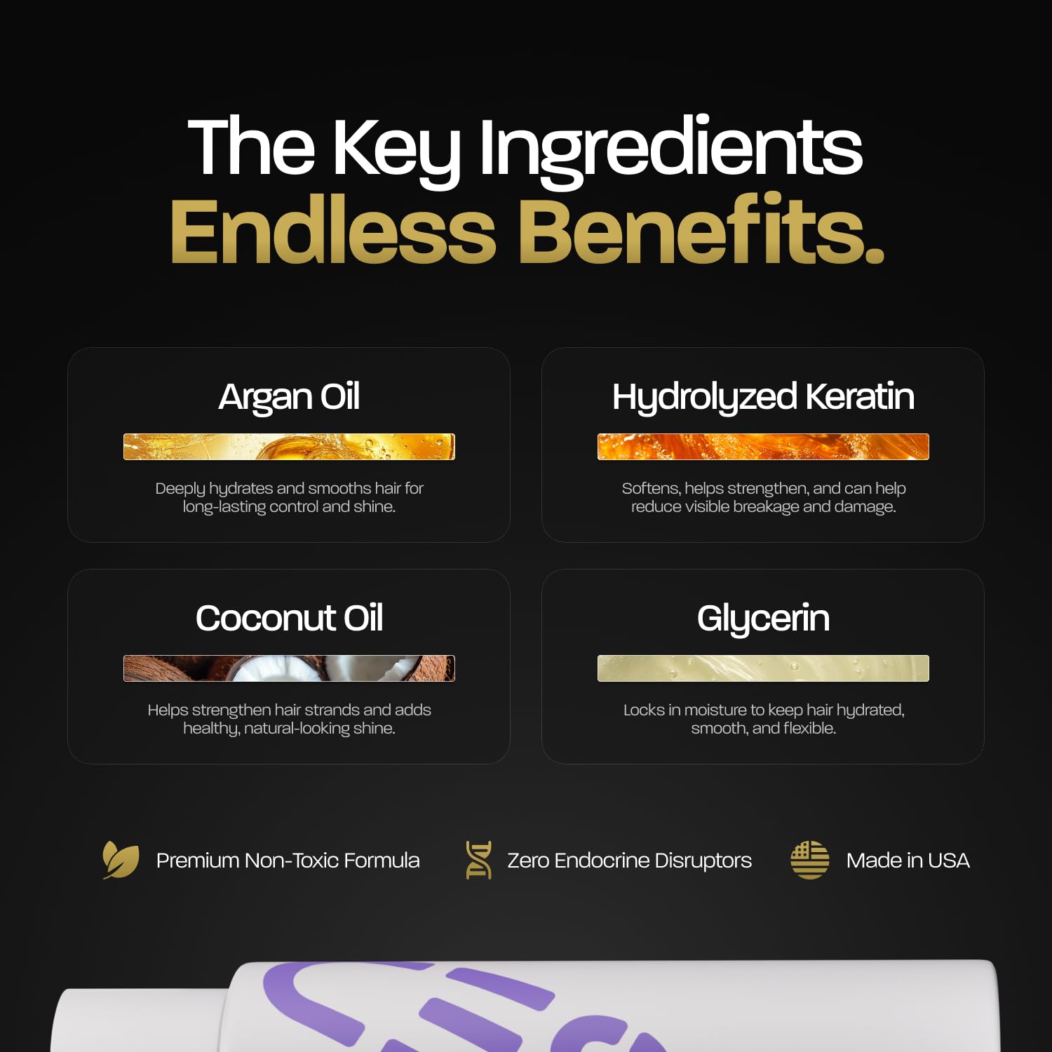 BASE D ingrédients aloe et argan hydratants pour cheveux éclatants
