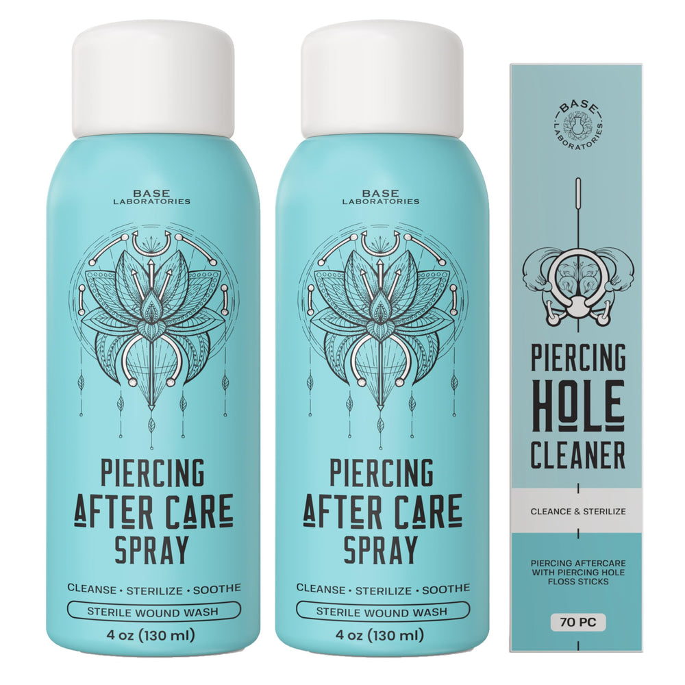 BASE LABORATORIES aerosol para piercings, uso diario para limpieza suave.