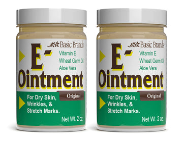 Basic Organics Vitamina E Pomada 2oz, hidratación suave para piel seca.