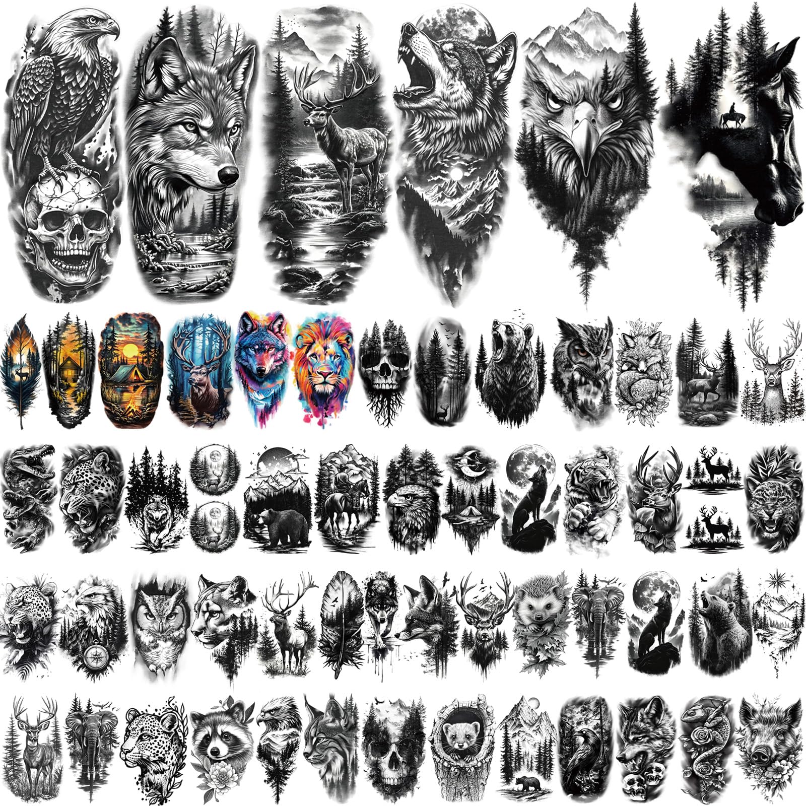 BASIFA tatuaje temporal león para media manga, look impactante en eventos.