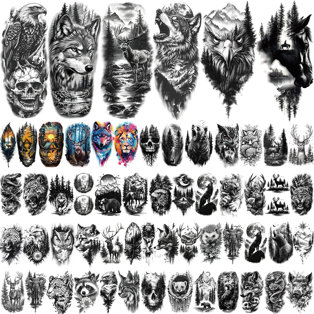 BASIFA tatuaje temporal león para media manga, look impactante en eventos.