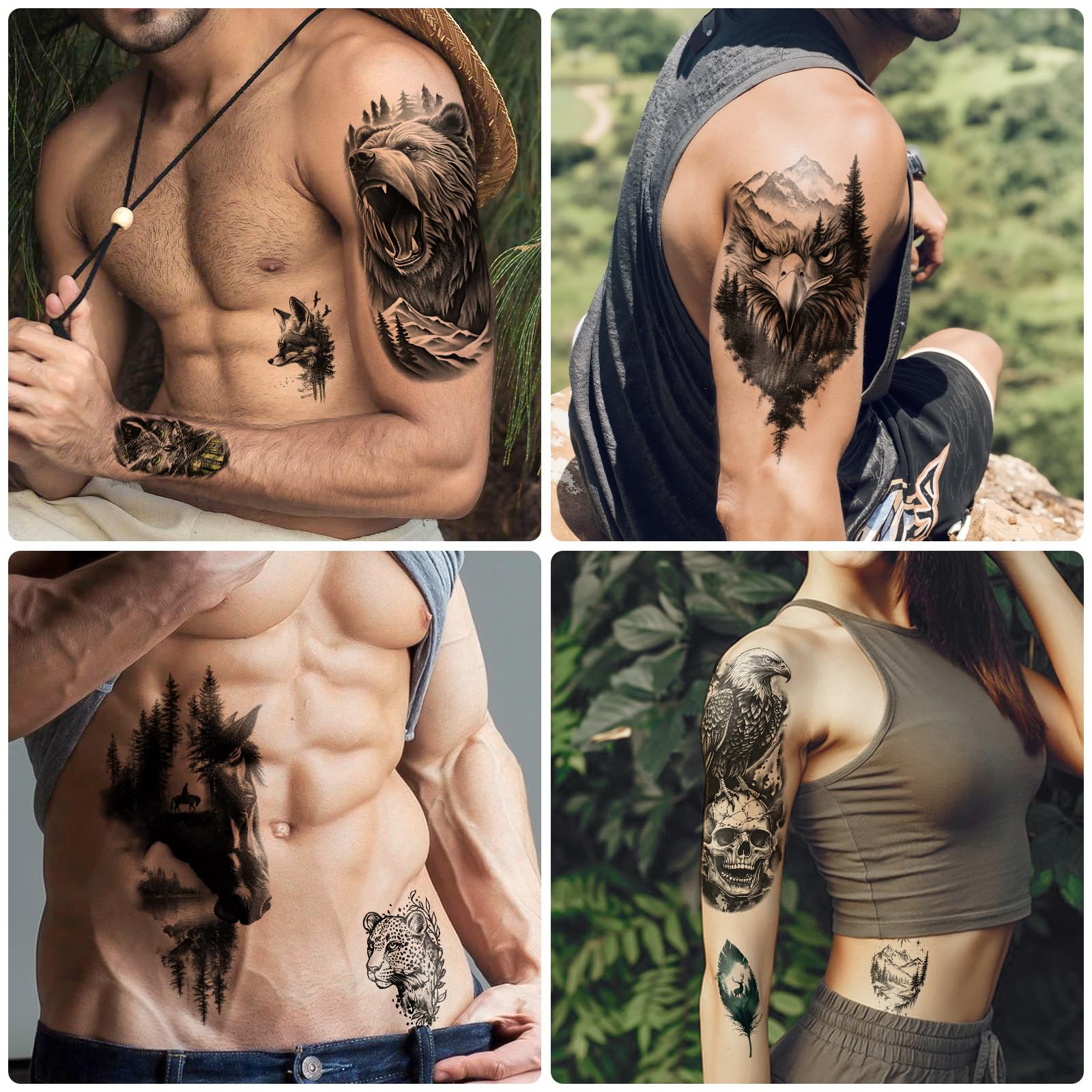 BASIFA tatuaje temporal leopardo para media manga, diseño elegante.