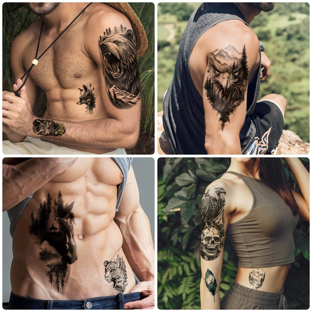 BASIFA tatuaje temporal leopardo para media manga, diseño elegante.