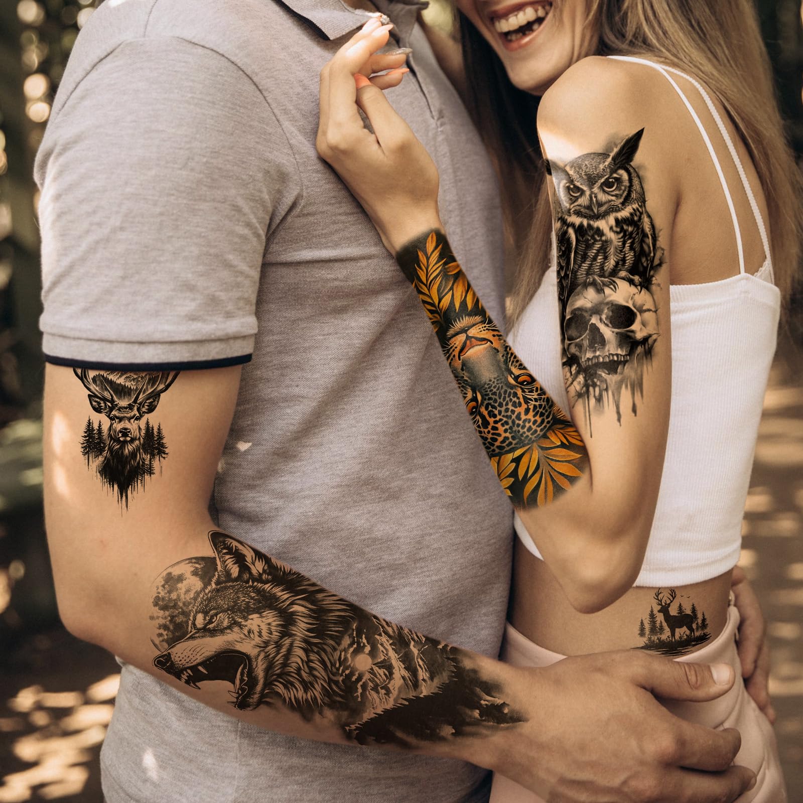 BASIFA tatuaje temporal oso para media manga, símbolo de fortaleza.