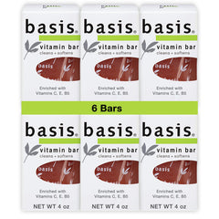 Basis Vitamin Bar jabon multiuso en pack de 6 para cuerpo, manos y rostro.