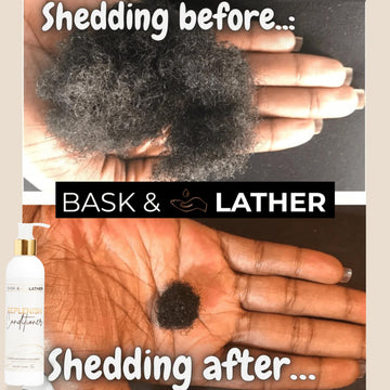 Close-up of Replenish conditioner being applied to hair for detangling.