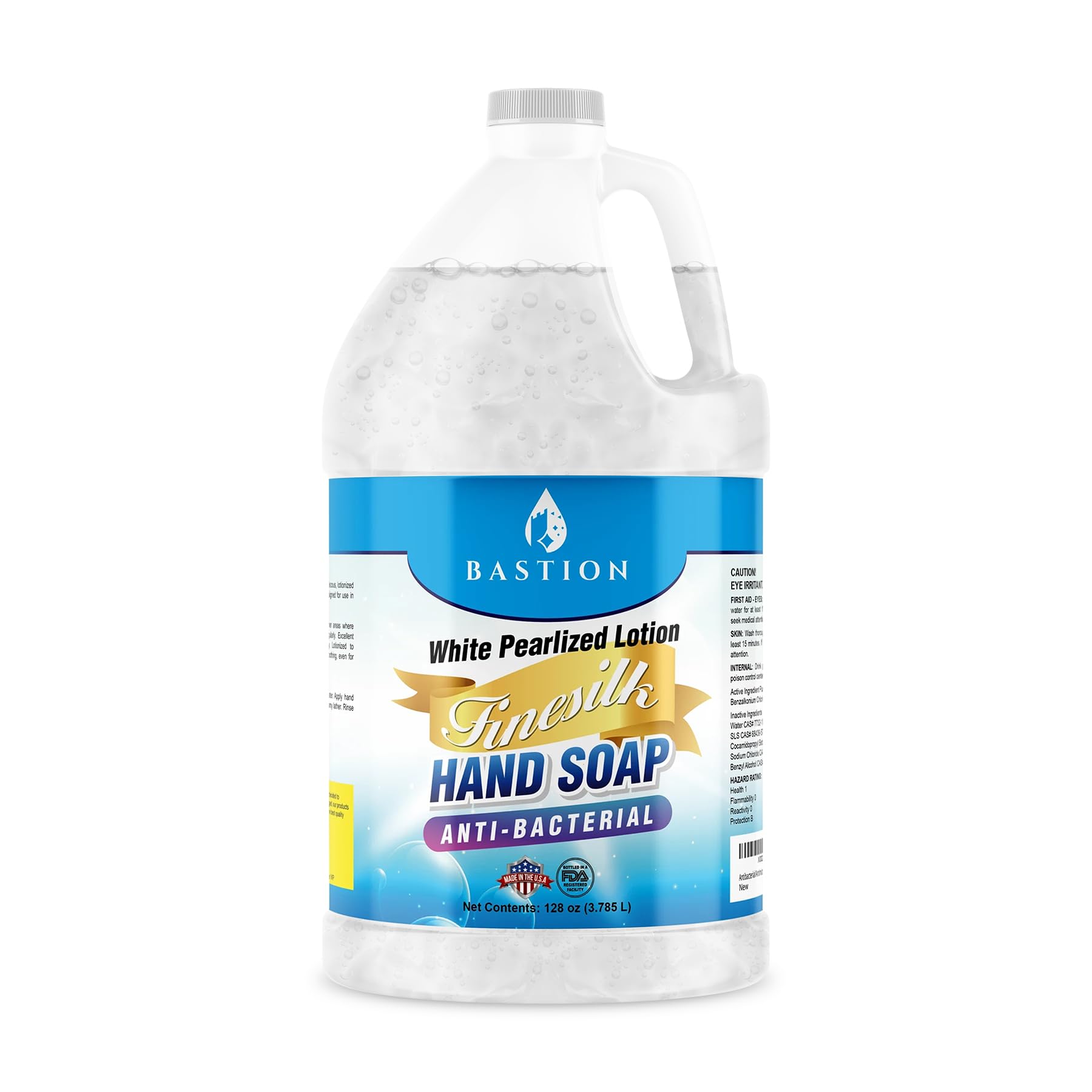Bastion Finesilk Jabón de Manos en galón, color perlado blanco y limpieza suave
