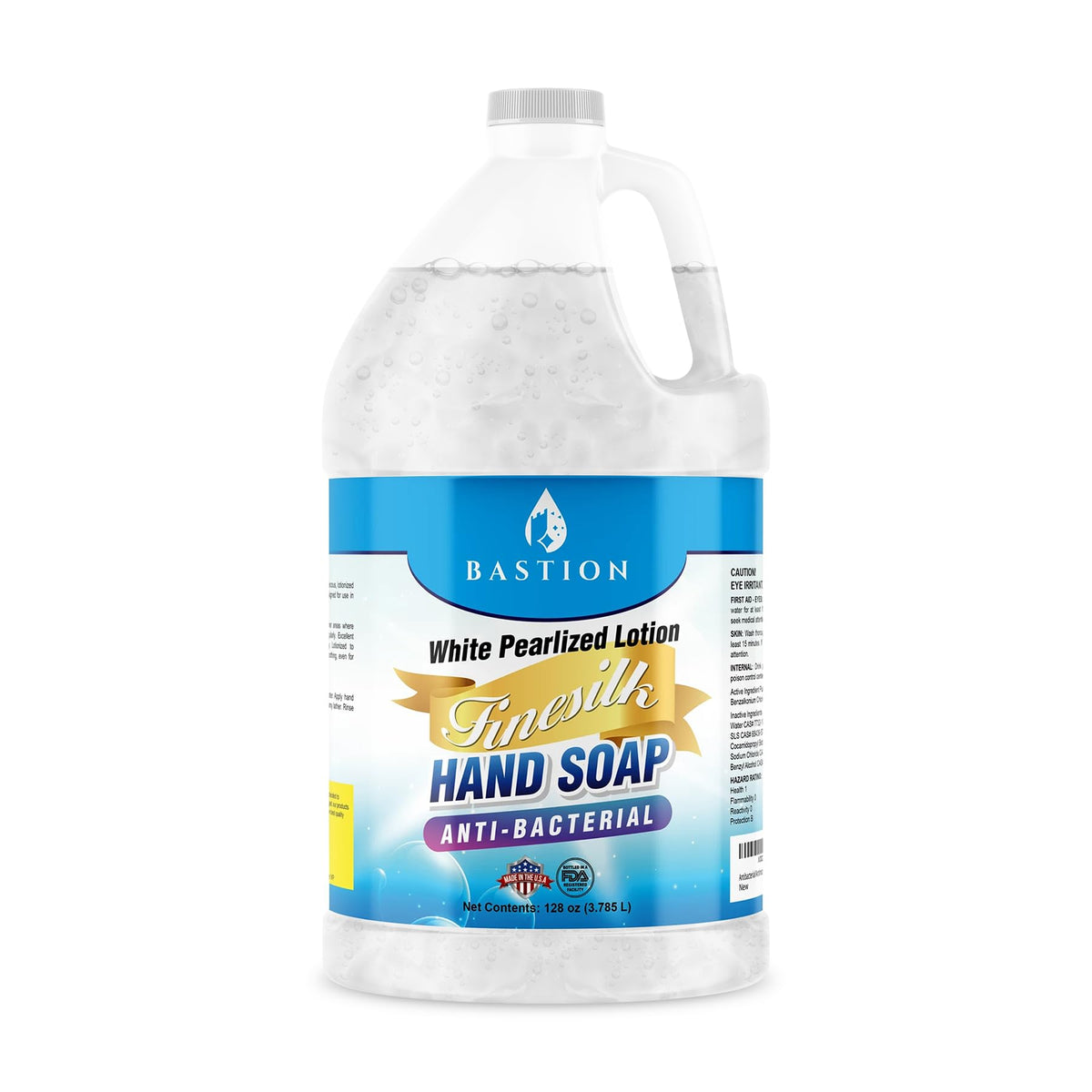 Bastion Finesilk Jabón de Manos en galón, color perlado blanco y limpieza suave