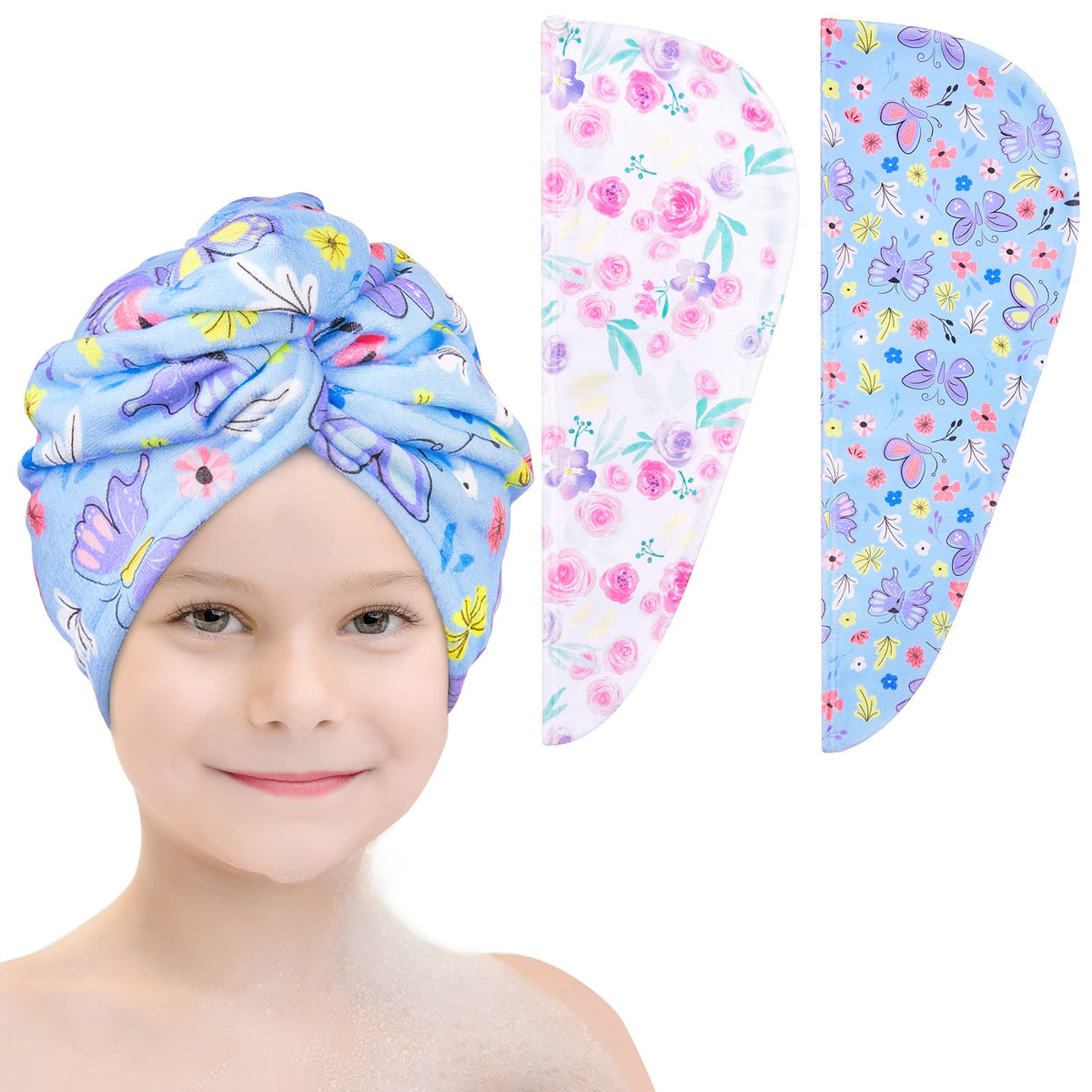 Basumee toalla de microfibra para el cabello, diseño floral, secado rápido para peinados fáciles