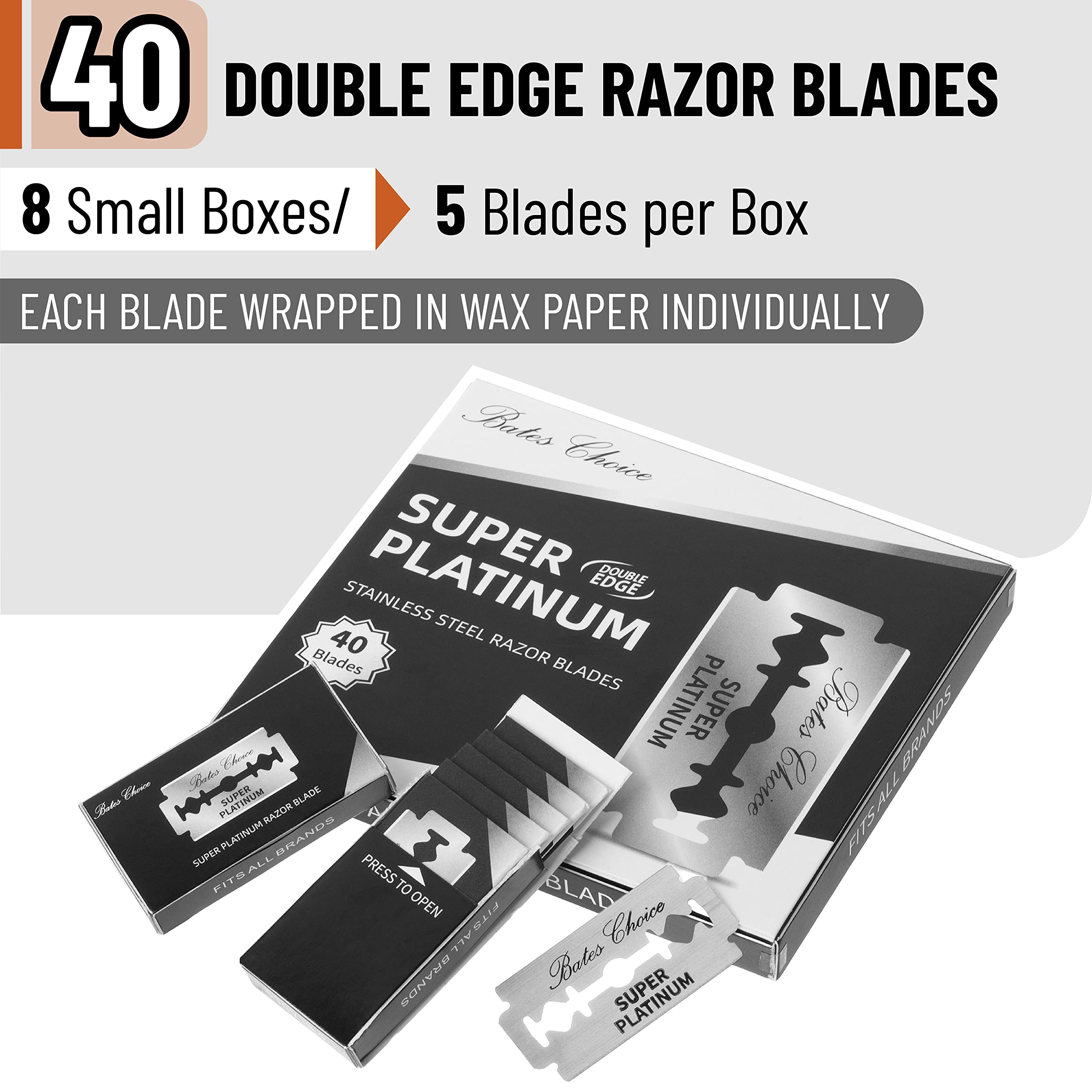 Bates Choice acero inoxidable con recubrimiento de platino para mayor durabilidad.