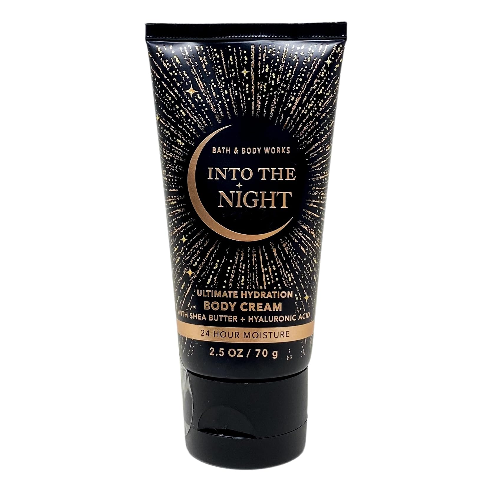 Crema corporal de viaje Bath and Body Works con aroma Entre las Noches para hidratación prolongada.