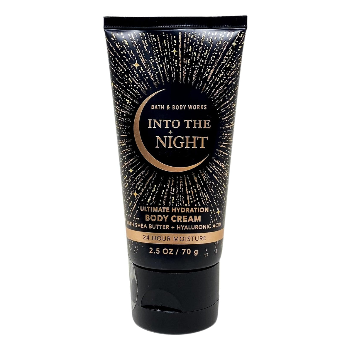 Crema corporal de viaje Bath and Body Works con aroma Entre las Noches para hidratación prolongada.