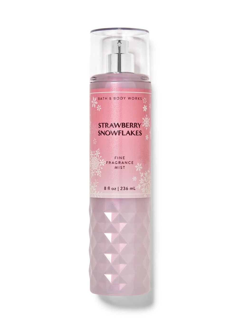 La botella Bath & Body Works bruma de fragancia con aroma fresa-nieve para uso diario