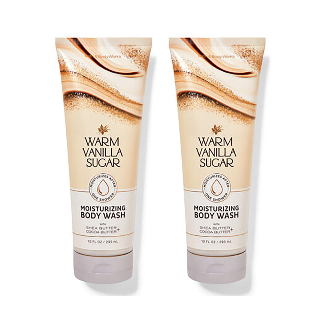 Gel de ducha hidratante Bath & Body Works con karité y cacao, aroma vainilla cálida.