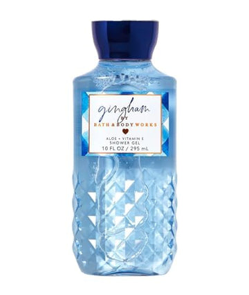 Bath & Body Works Gingham, diseño de etiqueta de la botella, fragancias frescas para el uso diario.