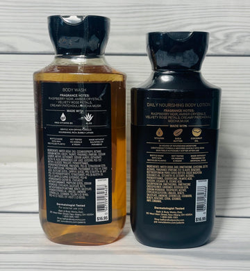 Bath & Body Works Into The Night body wash bottle with cap open, ready for a rich lather.