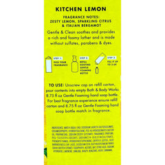 Bath & Body Works Kitchen Lemon pompe senteur, expérience mousse légère et lavage efficace.