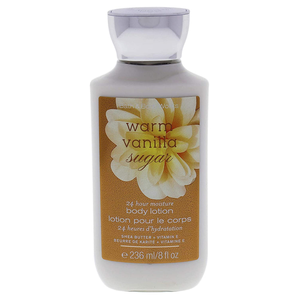 Bath & Body Works loción Shea vainilla, frente del empaque, aroma suave.