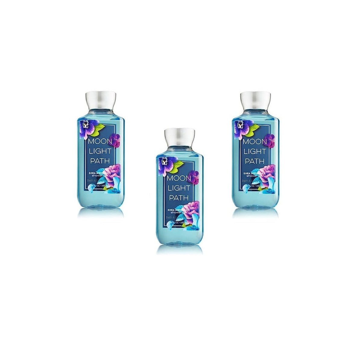 Bath & Body Works Moonlight Path – gel douche trois-pack, parfum floral et hydratant pour la peau