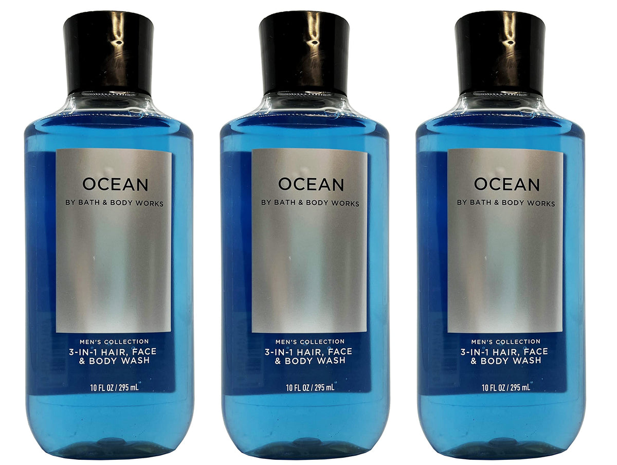 Bath & Body Works Ocean Signature: trois bouteilles 2-en-1 pour homme, pratique au quotidien