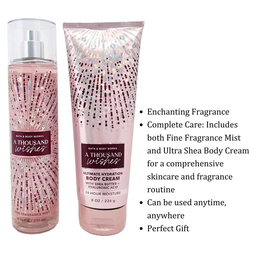 Emballage rose irisé Bath & Body Works A Thousand Wishes, présentation élégante.