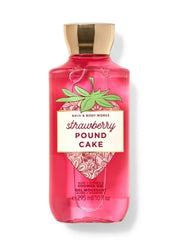Botella Bath & Body Works gel de ducha con aroma pastel de fresa para piel suave.