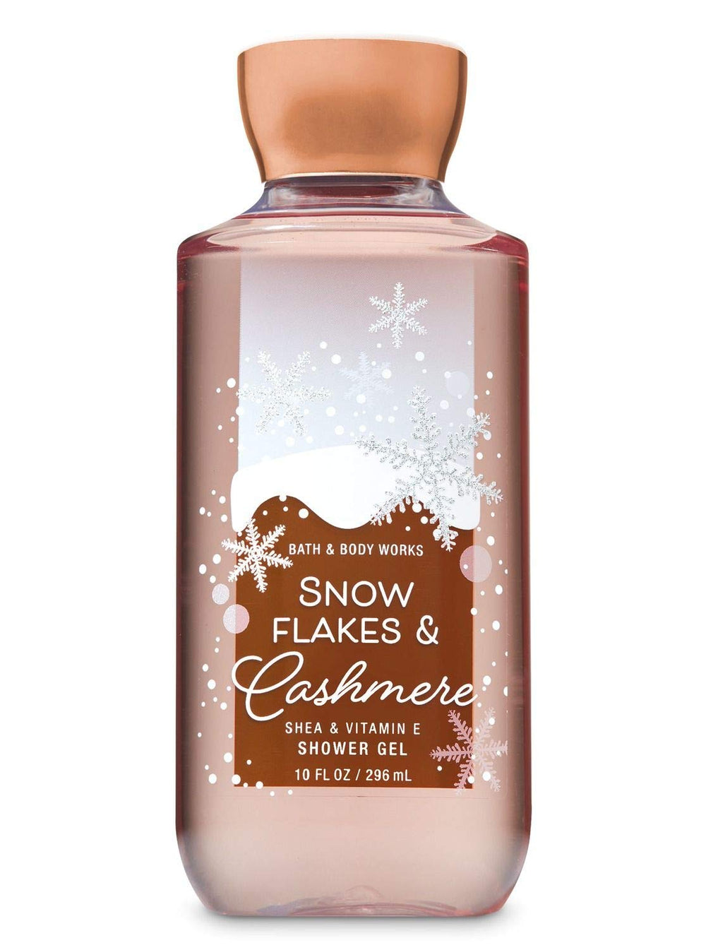 Bath & Body Works Snow Flakes & Cashmere, foto de la botella, ducha suave por su textura