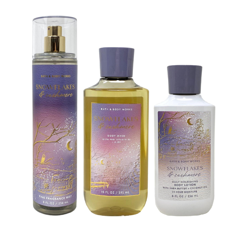 Bath & Body Works Snowflakes & Cashmere gel de ducha, limpieza suave para la piel.