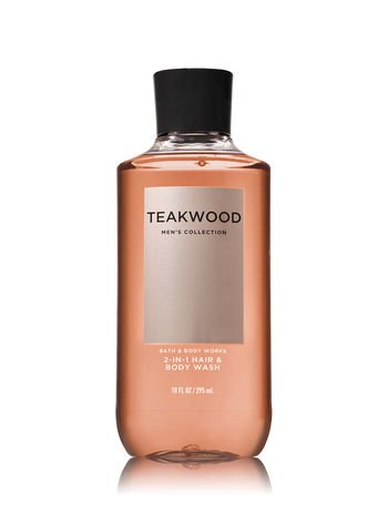 Jabón 2 en 1 Bath & Body Works Teakwood para cabello y cuerpo, aroma duradero.