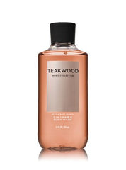 Jabón 2 en 1 Bath & Body Works Teakwood para cabello y cuerpo, aroma duradero.