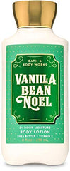 Bath & Body Works Vanilla Bean Noel: etiqueta y empaque del set para uso diario.
