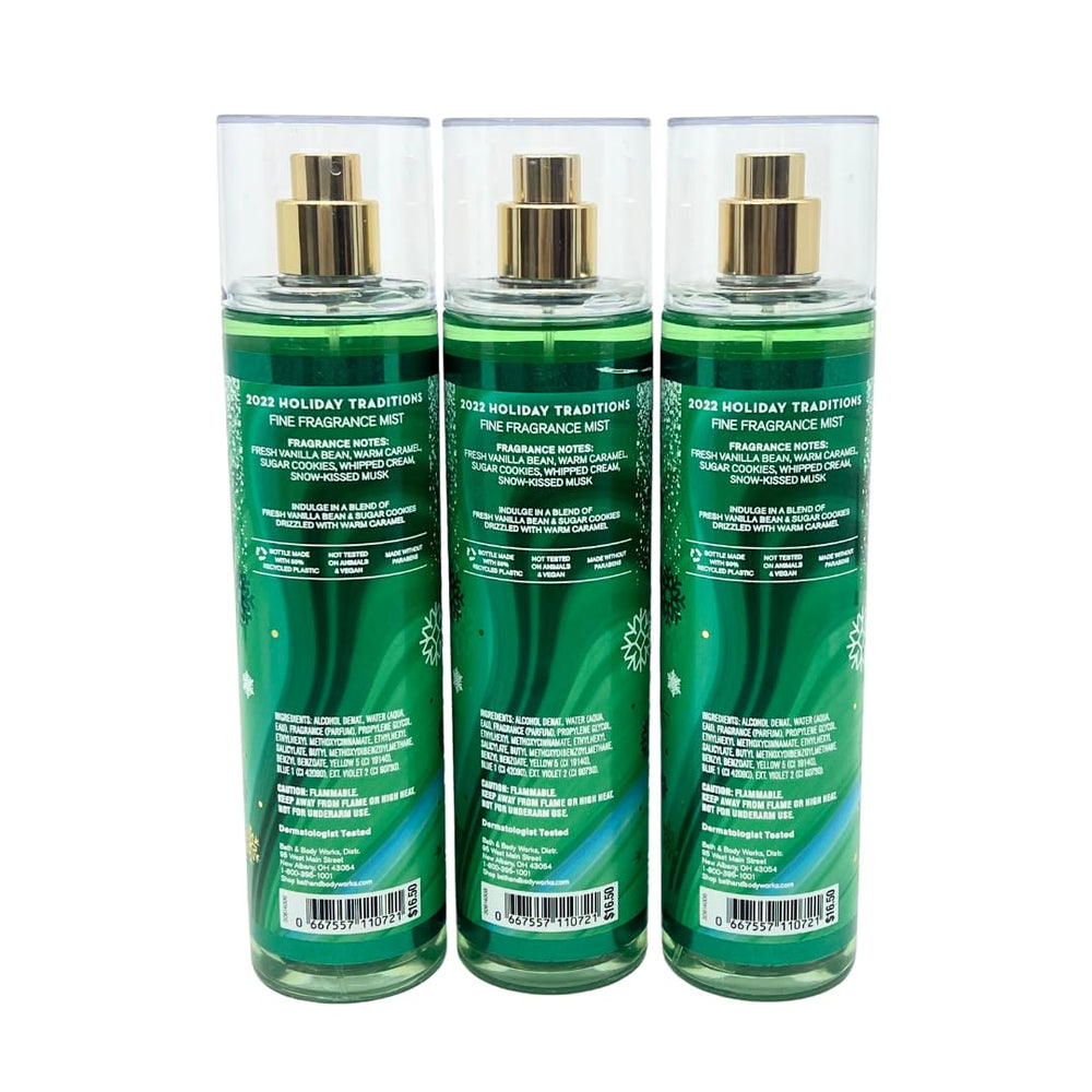 Bath & Body Works Vanilla Bean Noel, lote-3-pack, packaging ideal para regalo festivo.