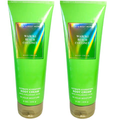 Crème hydratante Waikiki Beach Coconut Bath & Body Works, duo 8 oz, nourrissante et douce.