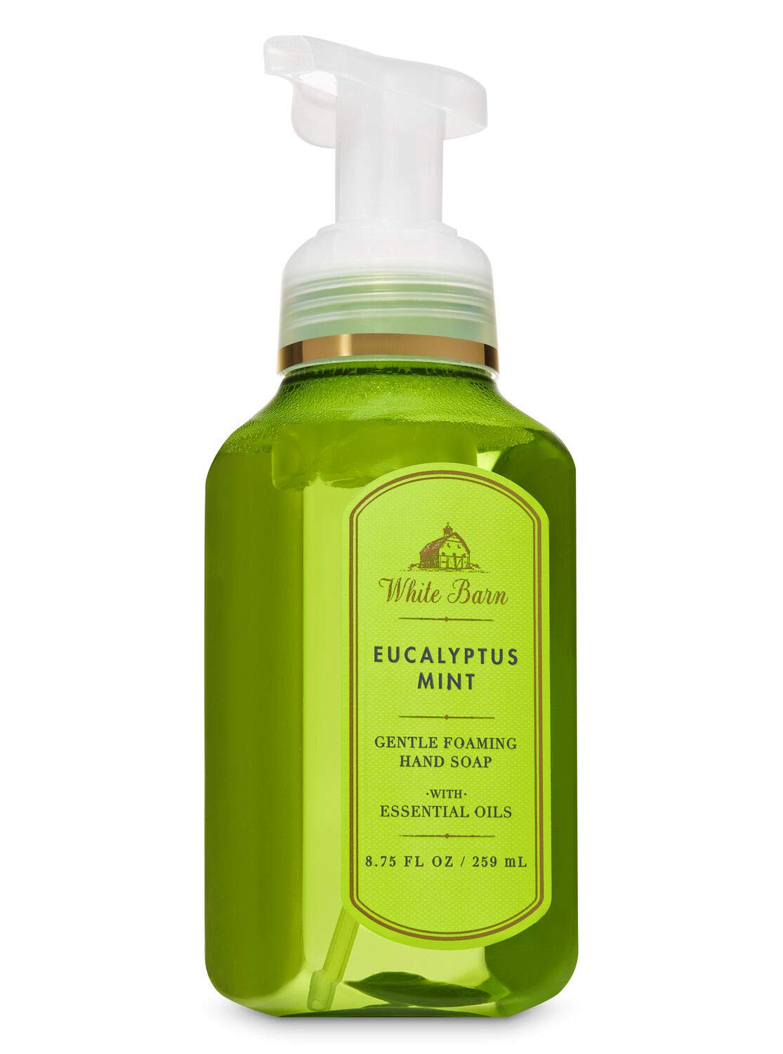 Bath & Body Works White Barn jabón espumoso, uso doméstico en baño o cocina para aroma vigorizante.