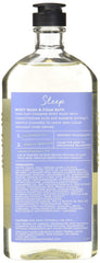 Bath & Body Works Aromaterapia Sueño Lavanda Vainilla, primer plano de la botella con espuma densa y cremosa.