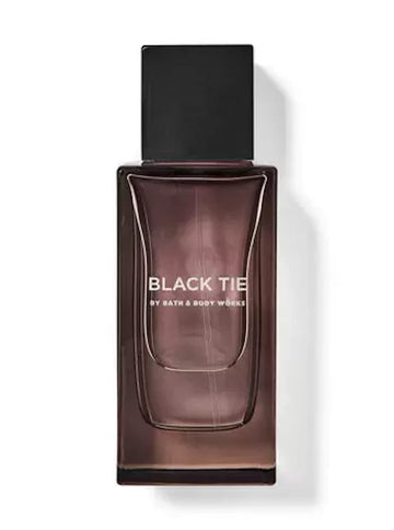 Bath & Body Works Black Tie, frasco de colonia para hombre, aroma elegante y duradero.