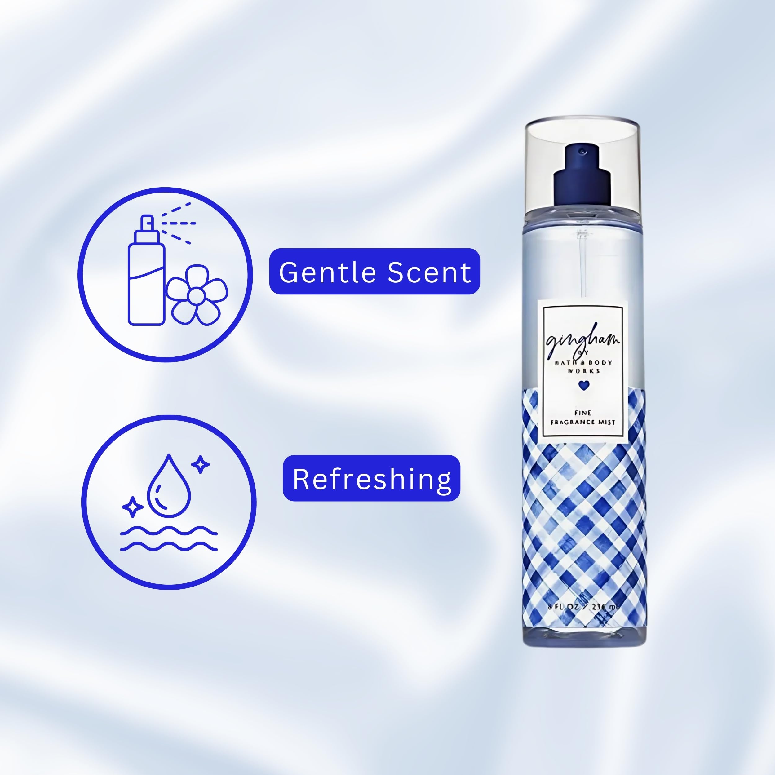 Bath & Body Works Bruma corporal Gingham, etiqueta frontal clara y elegante