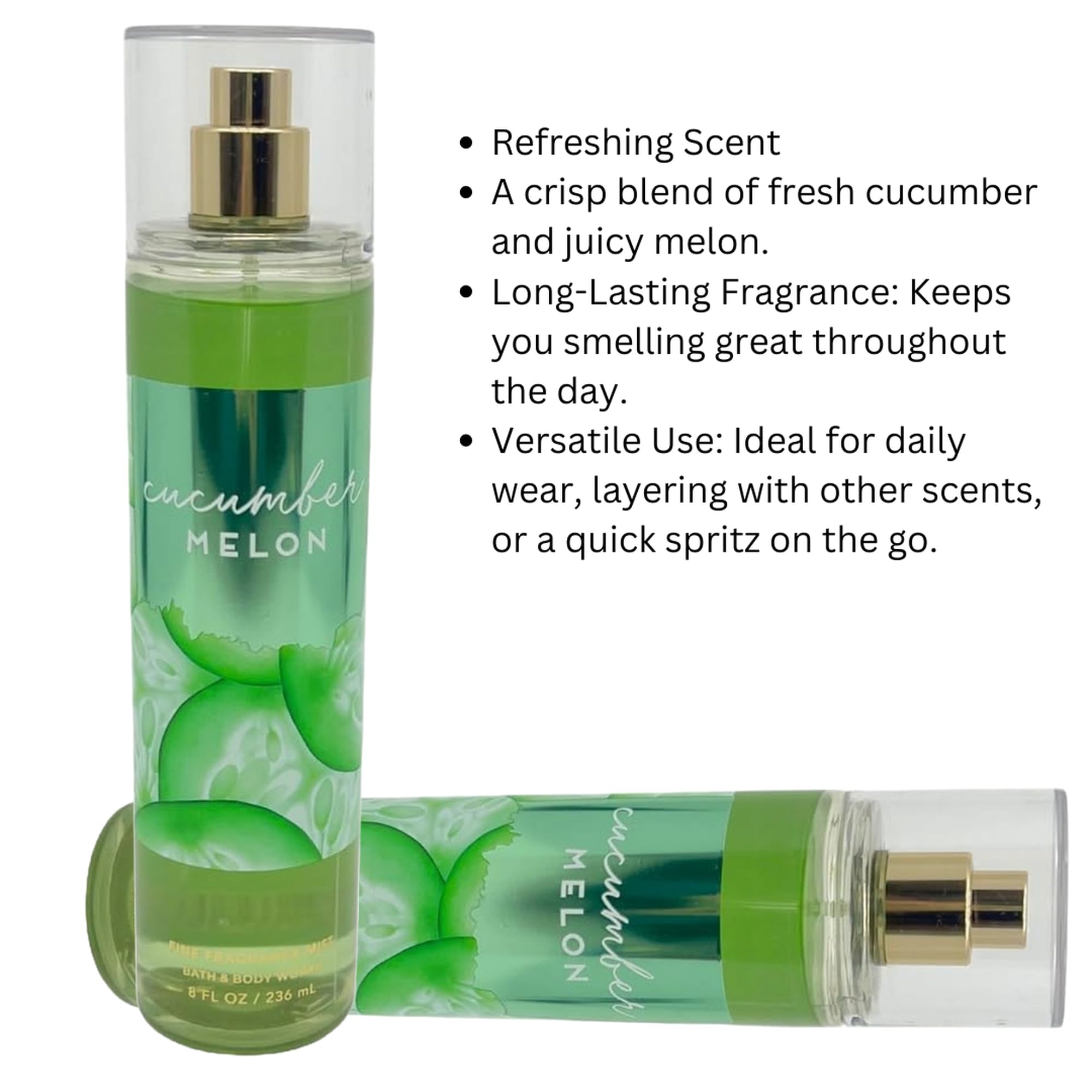 Bath & Body Works Pepino y Melón bruma fragancia aplicación cuerpo refresca la piel