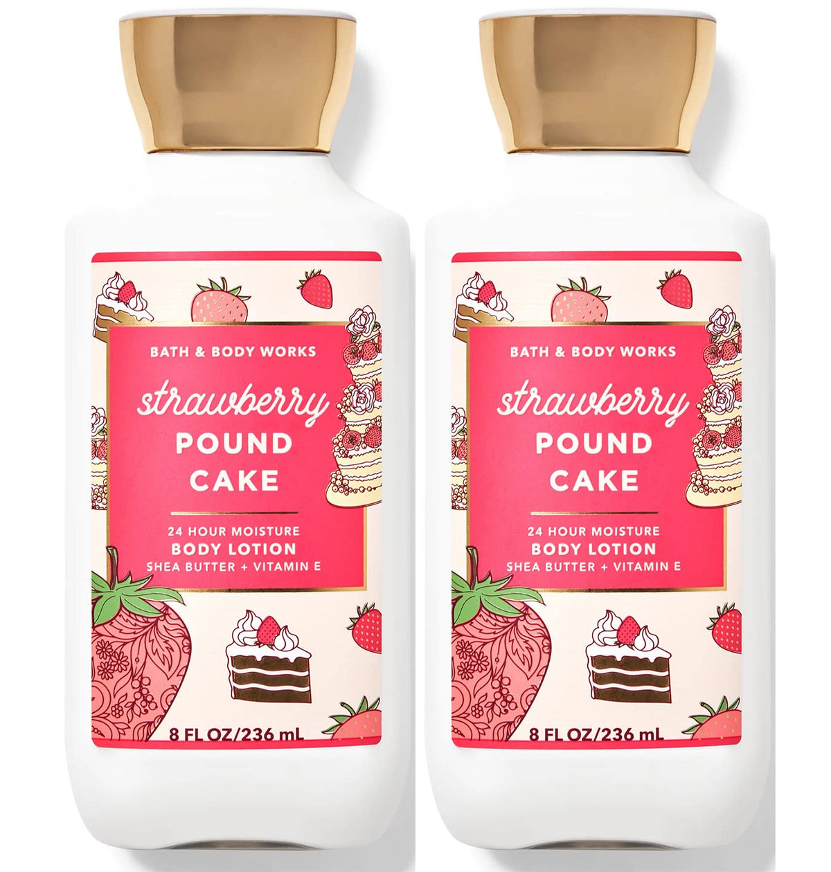 Loción corporal Bath & Body Works con aroma Strawberry Pound Cake para hidratación diaria