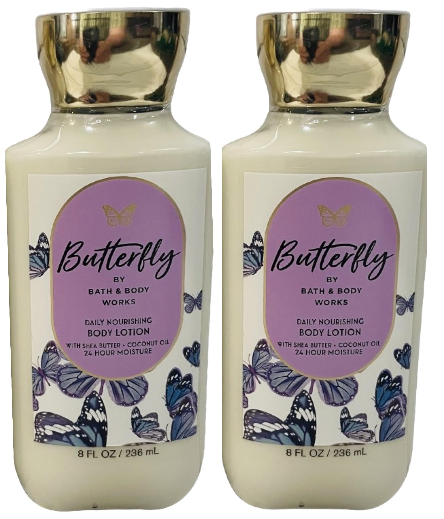 Bath & Body Works loción mariposa 8 oz, frasco-2, aroma floral duradero para la rutina diaria.